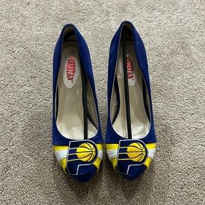 HERSTAR Indiana Pacers Microsuede Stilletto Pumps High Heel Shoes Size 7.